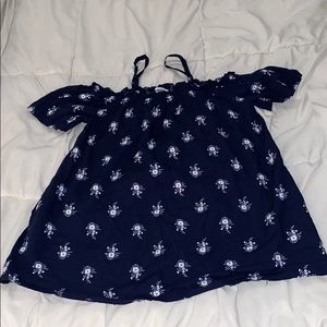 Navy Blue Off the Shoulder Top